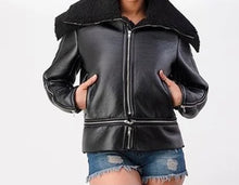 Load image into Gallery viewer, Annex- Vegan Leather &amp; Shearling Jacket